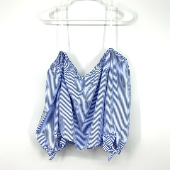 Revolve By The Way Blue Stripe Off Shoulder Top - Picture 5 of 7